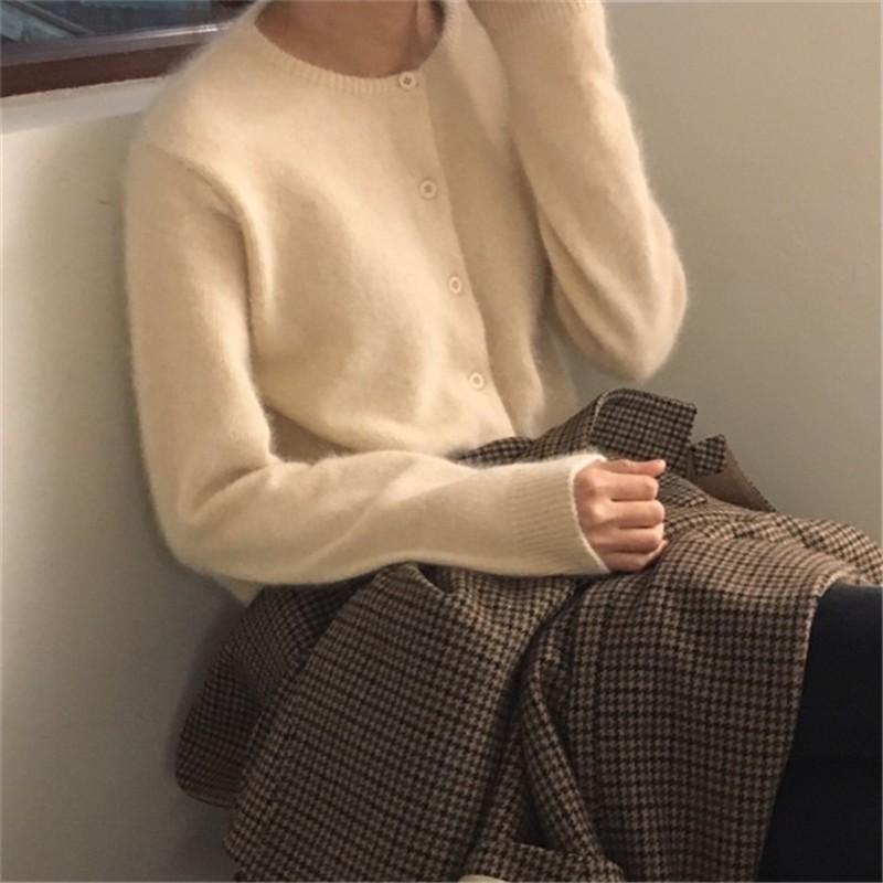 2026 Spring Autumn New Cashmere Sweater Cardigan Women Thin Loose Round Neck Wool Sweater Short Knit Outerwear - Image 5