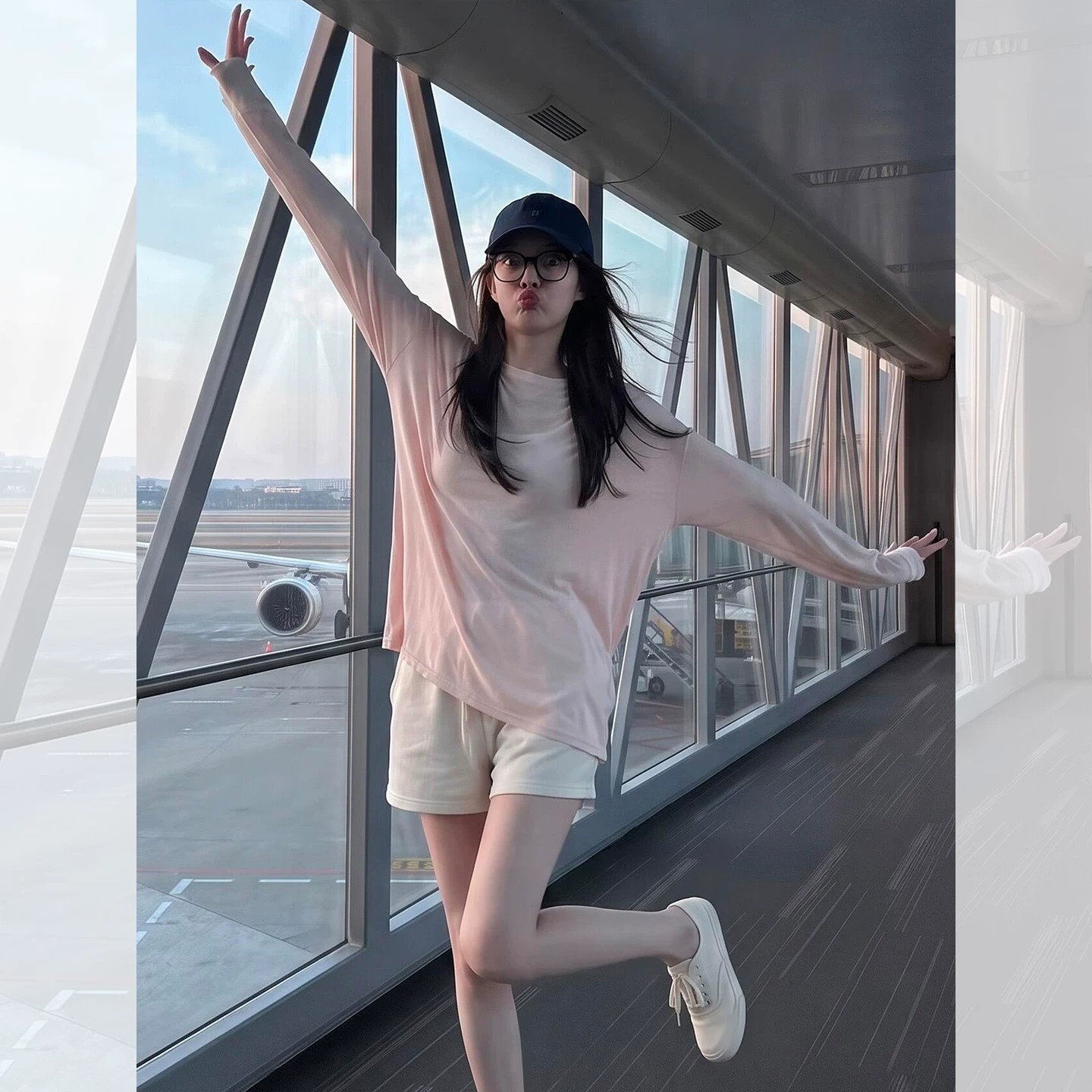 Korean Sweet Pink Sun Protection Long Sleeve T-Shirt Women Summer Loose Lazy Style Outer Layer Lightweight Top - Image 4