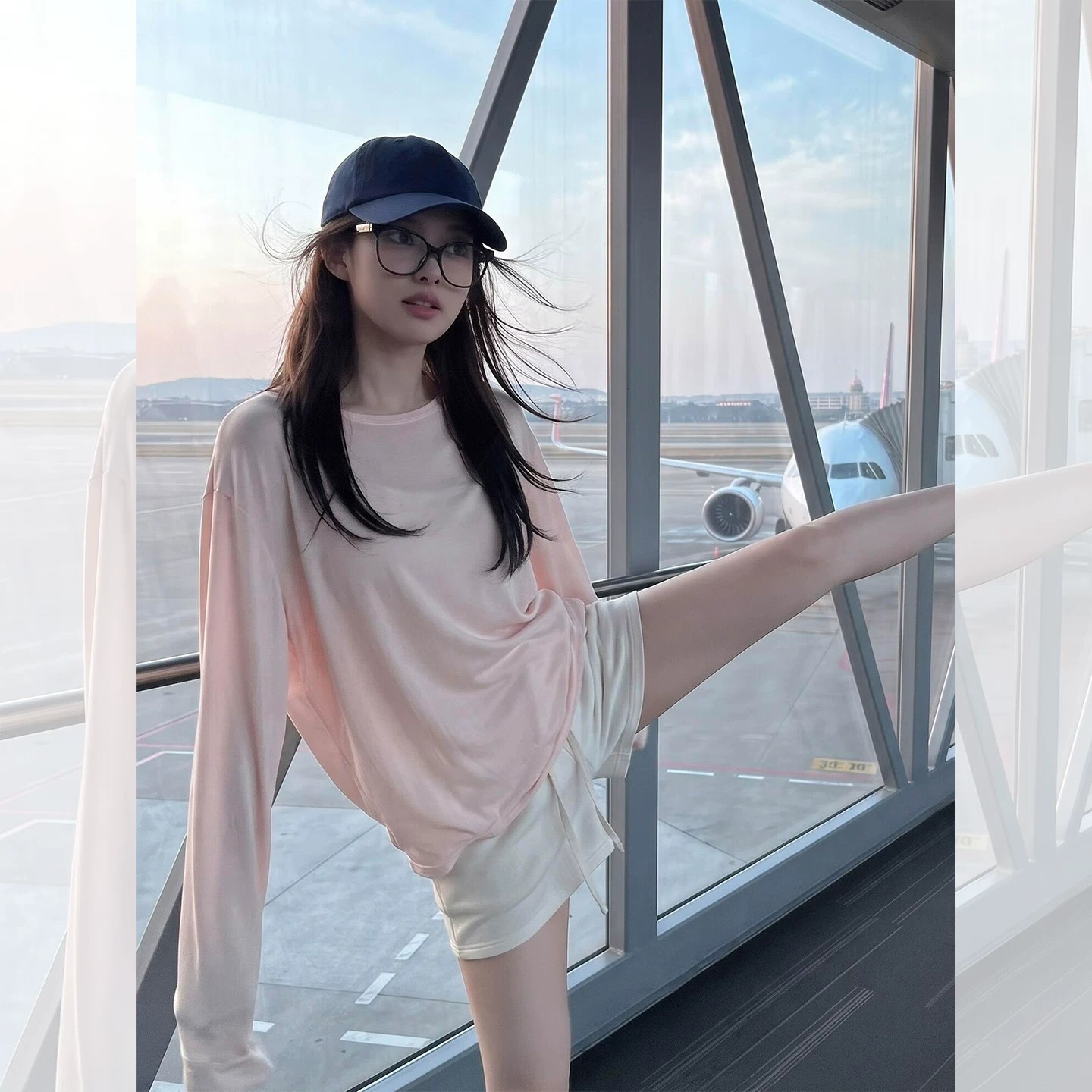Korean Sweet Pink Sun Protection Long Sleeve T-Shirt Women Summer Loose Lazy Style Outer Layer Lightweight Top