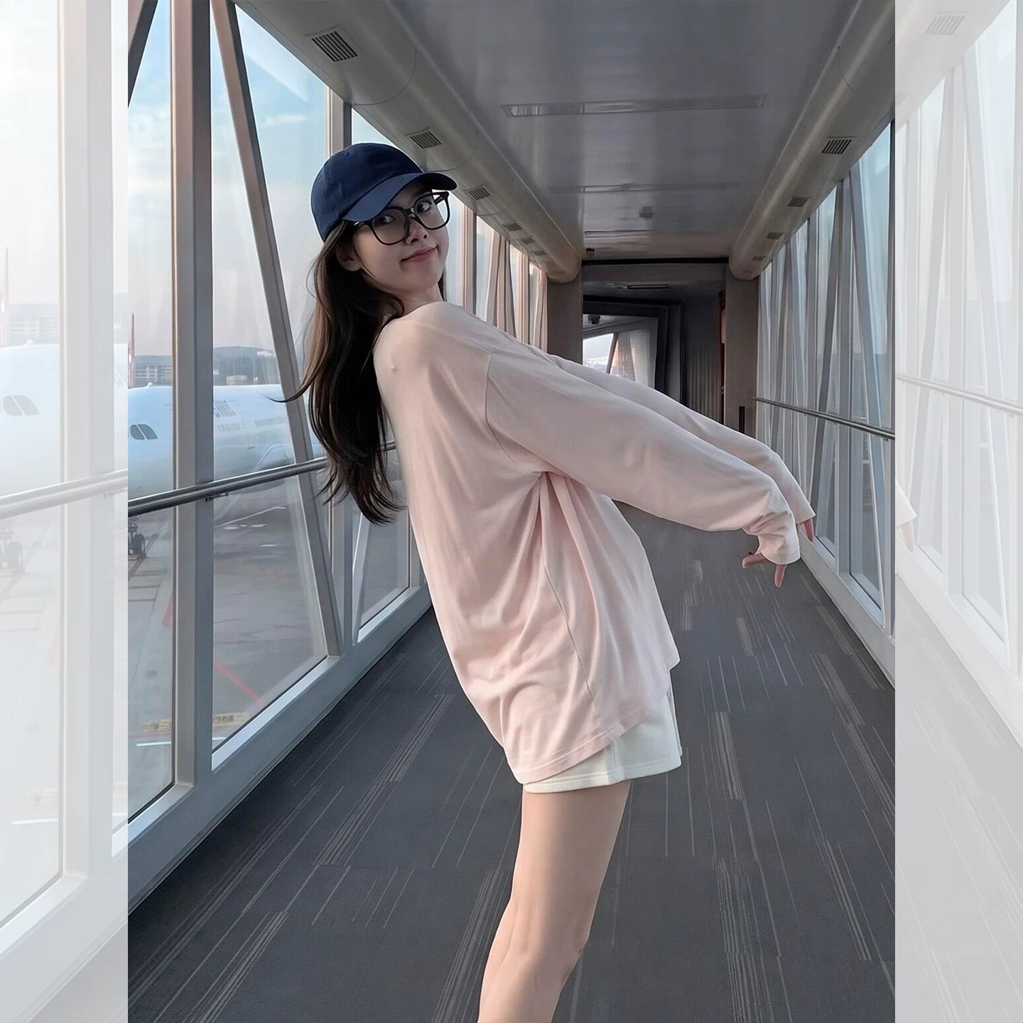 Korean Sweet Pink Sun Protection Long Sleeve T-Shirt Women Summer Loose Lazy Style Outer Layer Lightweight Top - Image 2