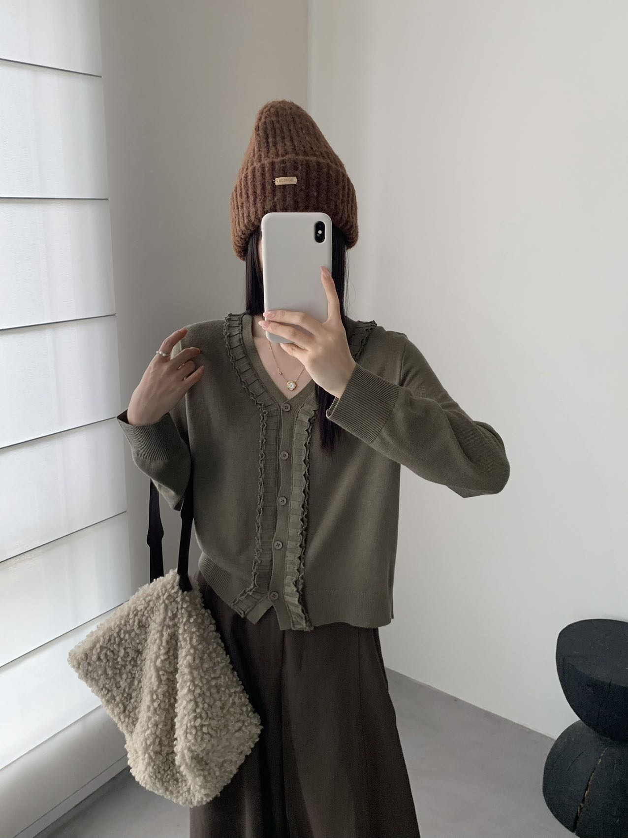 Women's Lace Knit Cardigan Sweater Korean Style Long Sleeve Pullover Top - Image 4
