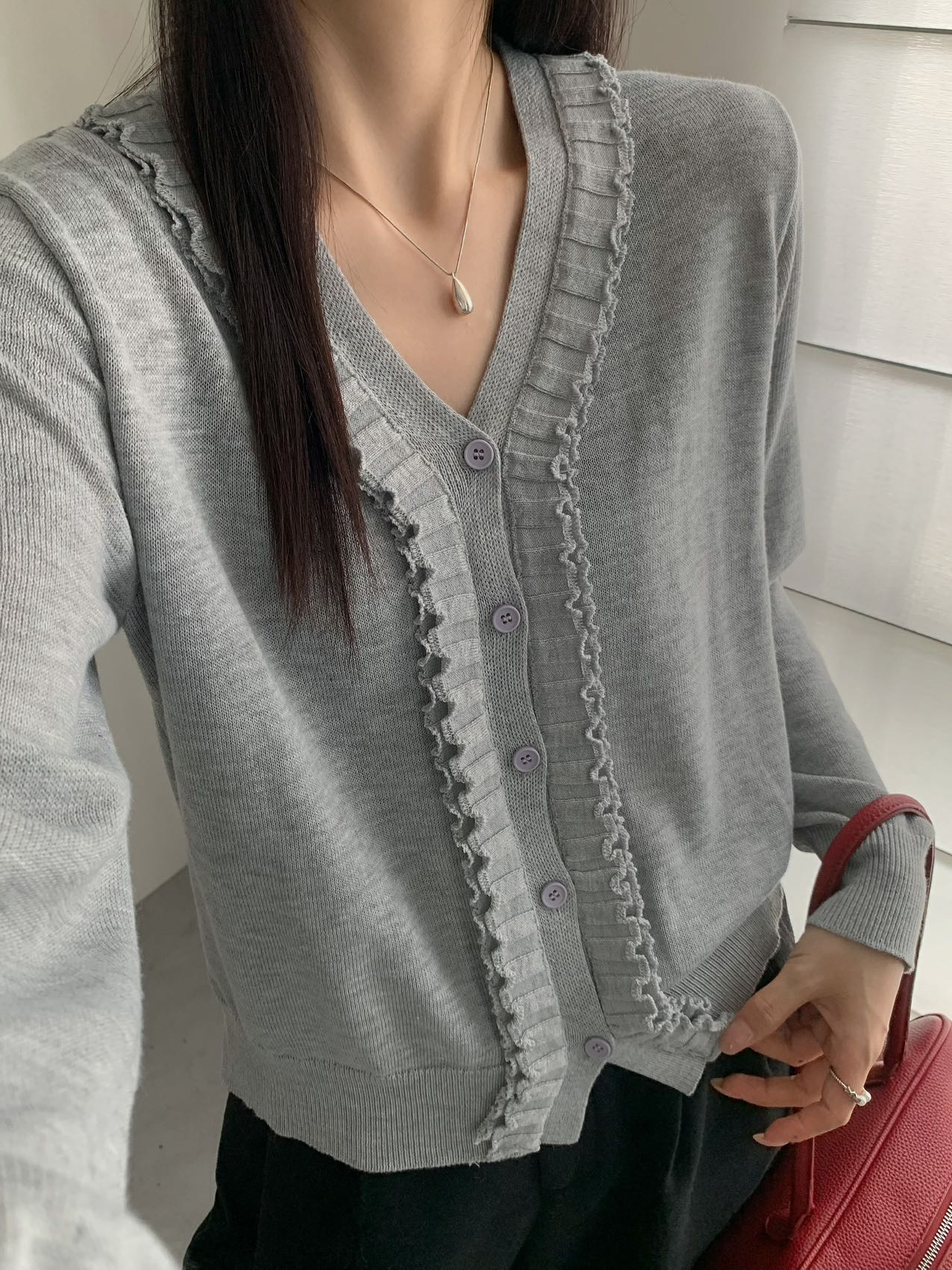 Women's Lace Knit Cardigan Sweater Korean Style Long Sleeve Pullover Top