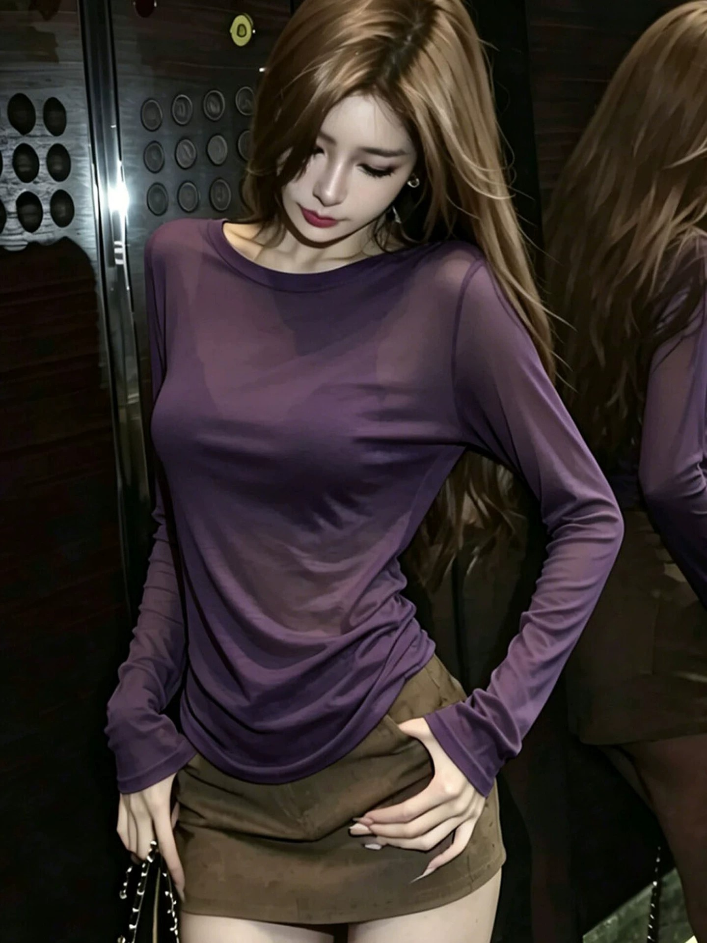 Sexy Pure Desire Style Purple Long Sleeve T-Shirt Women Sheer Light Sun Protection Cover-Up High-End Beautiful Small Top Summer - Image 2
