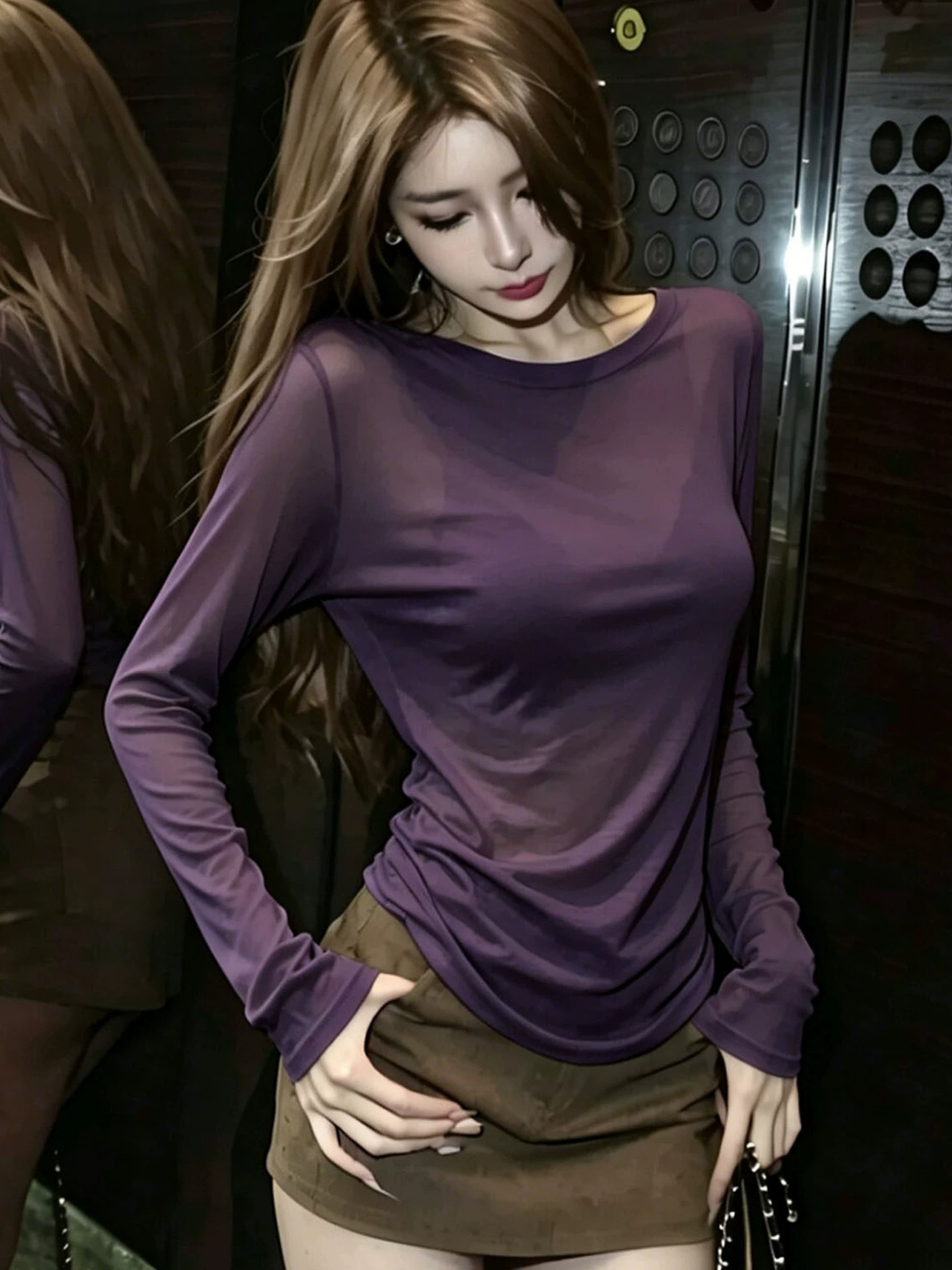 Sexy Pure Desire Style Purple Long Sleeve T-Shirt Women Sheer Light Sun Protection Cover-Up High-End Beautiful Small Top Summer - Image 4